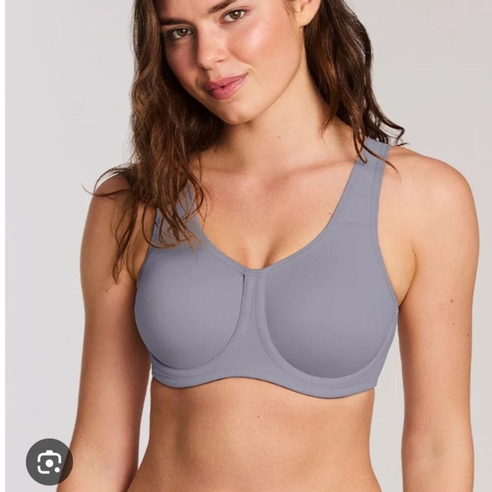 Wacoal 36D Simone Sport Underwire Bra High Impact 855170 Dapple Gray Adjustable